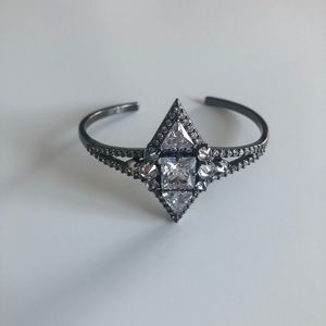 Anthropologie gun metal cuff bracelet with crystal